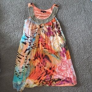 ABS dress with beaded neckline
